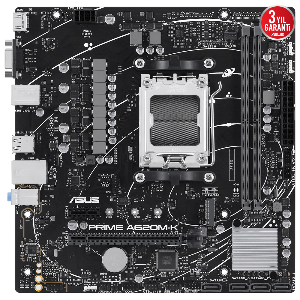 ASUS ASUS PRIME A620M-K DDR5 6400+(OC) HDMI VGA M.2 AM5-28651