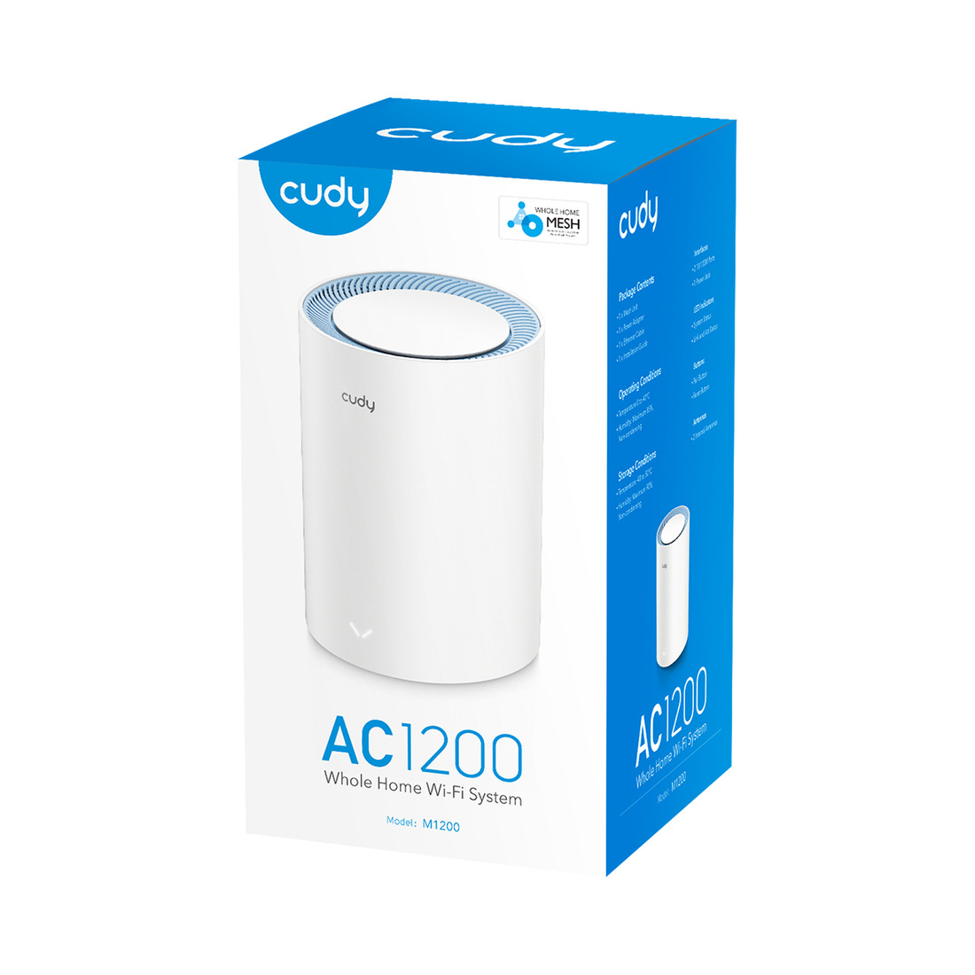 CUDY M1200 1-Pack AC1200Mbps 2.4GHz/5GHz AP/RE/WISP MU-MIMO Kablosuz Tekli Mesh Wi-Fi Sistemi-62642