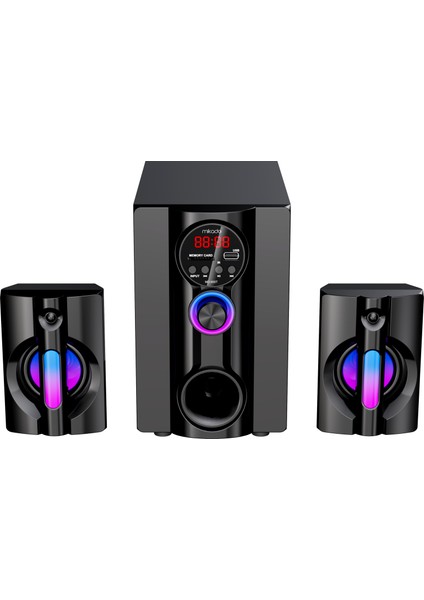 MIKADO MIKADO MD-95BT, 20W, 2+1, Masaüstü, FM/BT/SD/USB, RGB Aydınlatma, Siyah Kasa, Speaker