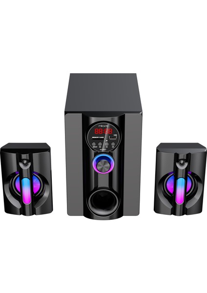 MIKADO MIKADO MD-95BT, 20W, 2+1, Masaüstü, FM/BT/SD/USB, RGB Aydınlatma, Siyah Kasa, Speaker-49539