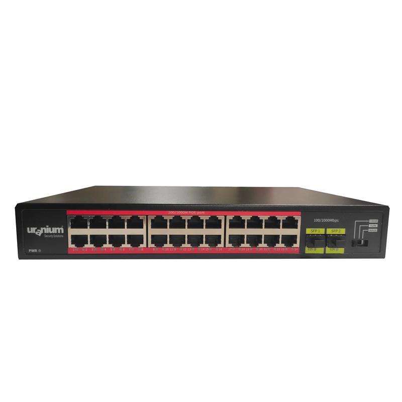 URANIUM URANIUM POE-G2402SFP-300W 24 PORT GIGABIT+2XGB SFP UPLINK RACKMOUNT POE SWITCH (REALTEK CHIPSET) 