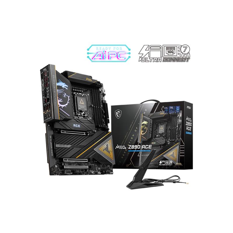 BIGBOY MSI MB MEG Z890 ACE SOKET 1851 DDR5 9200MHZ(OC) USB 20Gbps 5xM.2 2xTB4 HDMI DISPLAY 10G LAN WIFI7 ATX