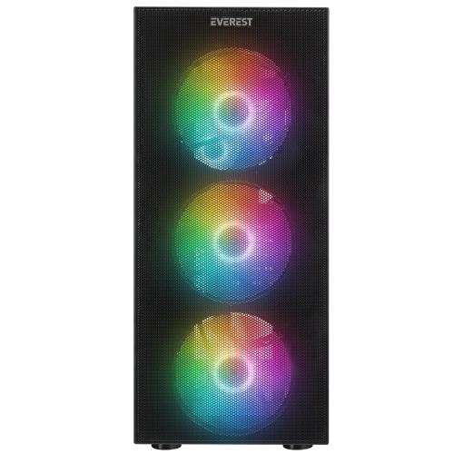 EVEREST EVEREST FACED-V5, Mesh, 600W, 4x12cm Sabit Rainbow Fan, Temperli Cam Yan Panel, ATX, GAMING KASA-33861