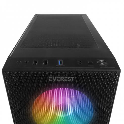 EVEREST EVEREST FACED-V5, Mesh, 600W, 4x12cm Sabit Rainbow Fan, Temperli Cam Yan Panel, ATX, GAMING KASA-33863