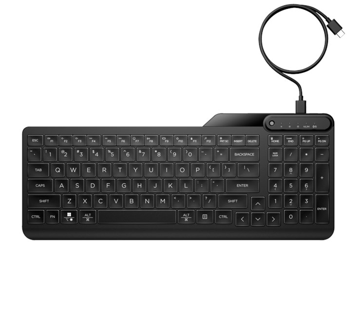 HP HP 405 Aydınlatmalı Kablolu Türkçe Klavye - Siyah
