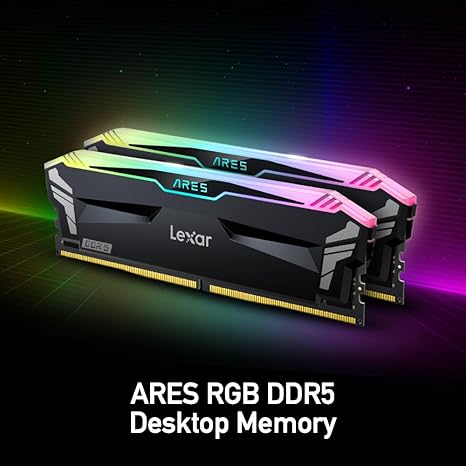 LD5EU016G-R6400GDLA ARES RAM DT DDR5 UDIMM 2X16GB 6400 CL32 1.4V MEMORY WITH HEATSINK AND RGB LIGHTING DUAL PACK BLACK COLOR