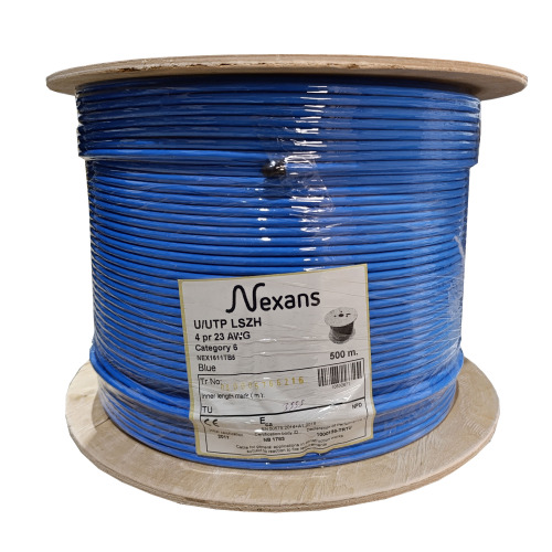 NEXANS NEXANS NEX1611TB5, CAT6, 500M, 23AWG (0,58mm), UTP, %100 Bakır, LSZH Halogen Free, Makara, Kablo (MAVİ)