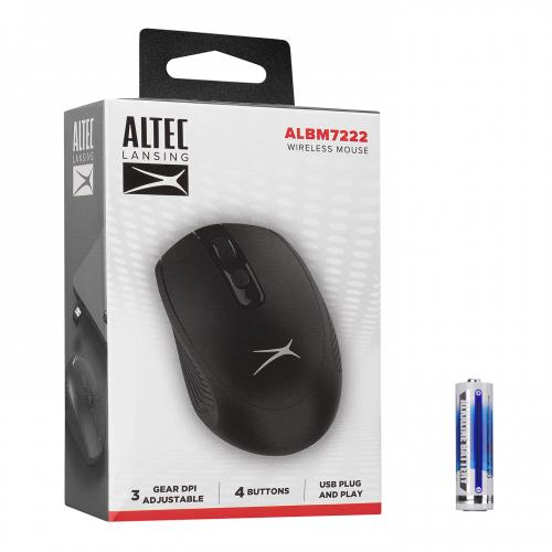 ALTEC LANSING  Altec Lansing ALBM7222, Siyah, 2.4GHz USB, 1200DPI, Kablosuz Optik Mouse 