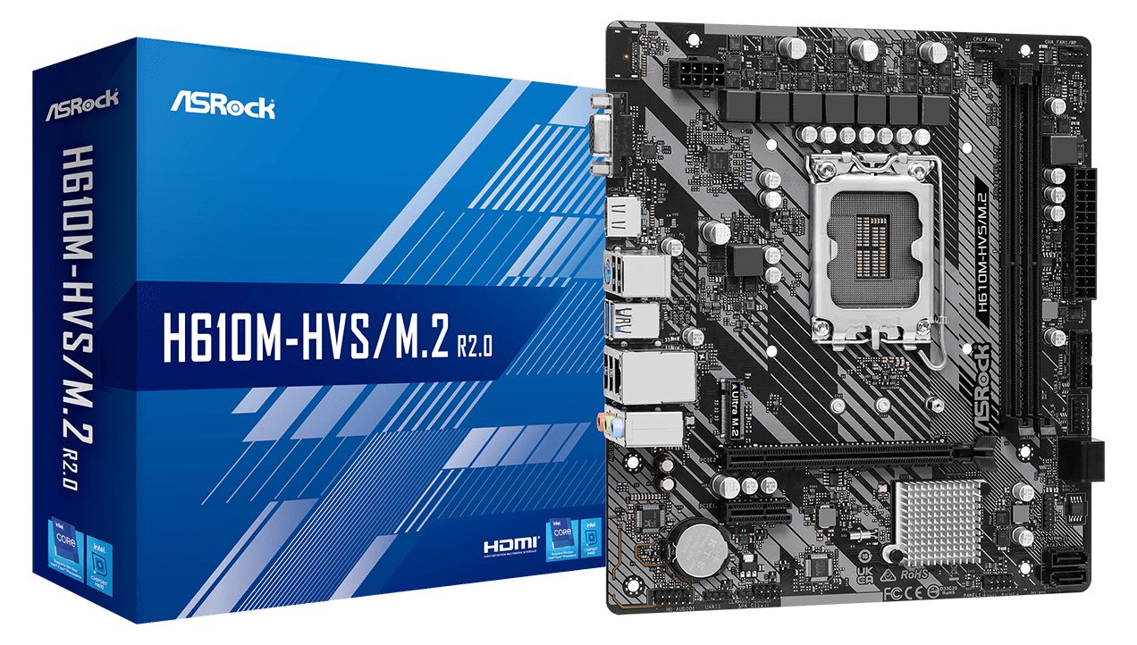ASROCK ASRock H610M-HVS/M.2 Micro ATX Anakart Intel LGA1700, DDR4, Ultra M.2 SSD, 4K 60Hz HDMI
