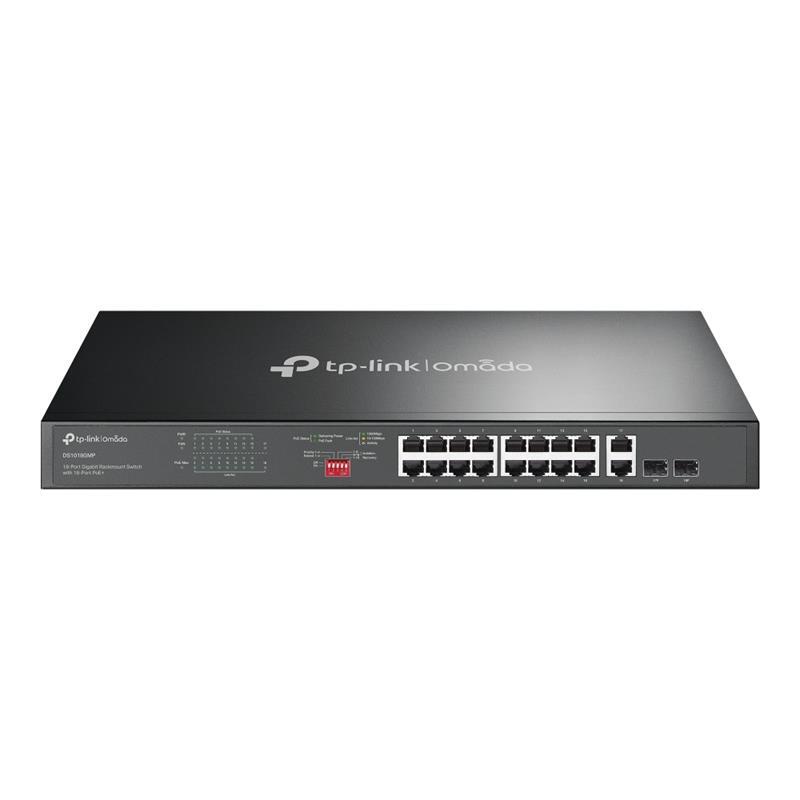 TP-LINK TP-LINK OMADA DS1018GMP 16 PORT GIGABIT+2X1GB RJ45/SFP COMBO 250W 250 METRE POE MESAFE METAL RACKMOUNT KASA SWITCH 