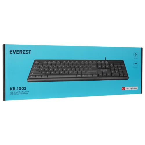 EVEREST EVEREST KB-1002, USB Kablolu, Türkçe Q, Standart Klavye (Siyah)-53508