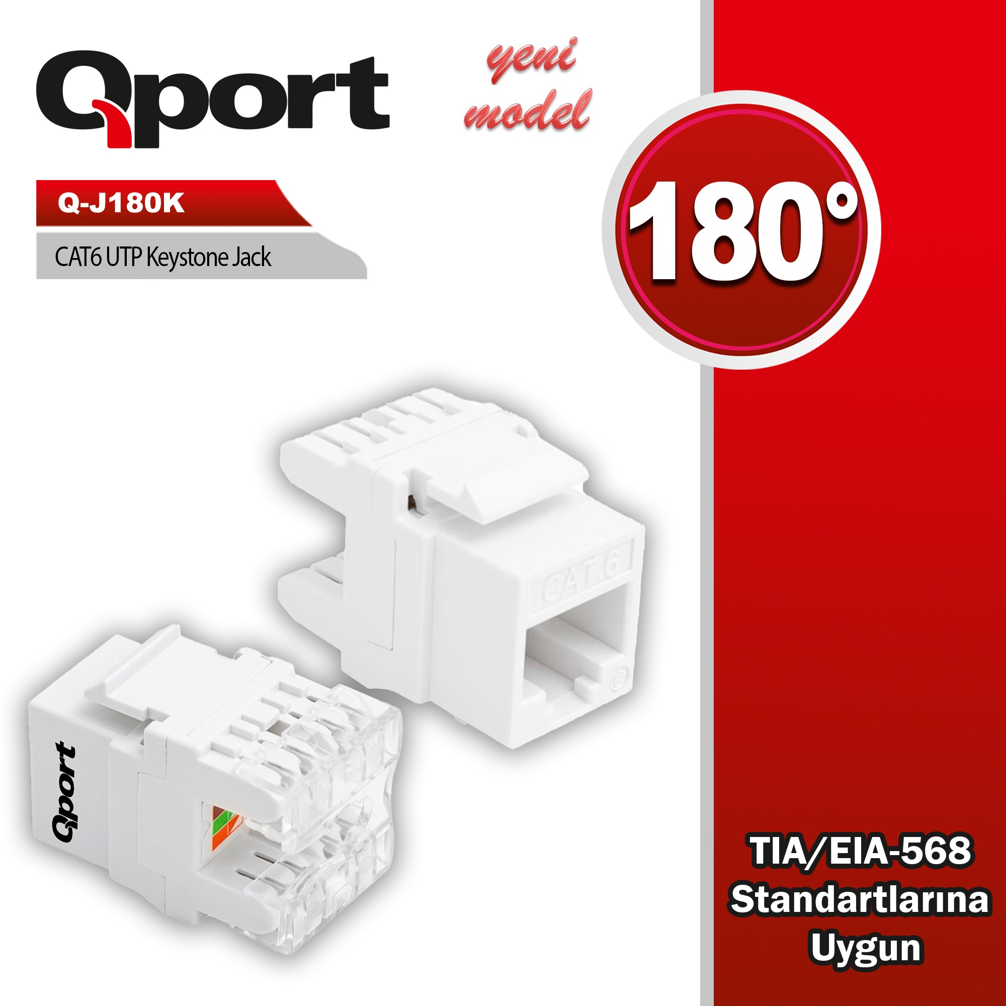 DIGITUS QPORT Q-J180K CAT6 180 DERECE KEYSTONE JACK