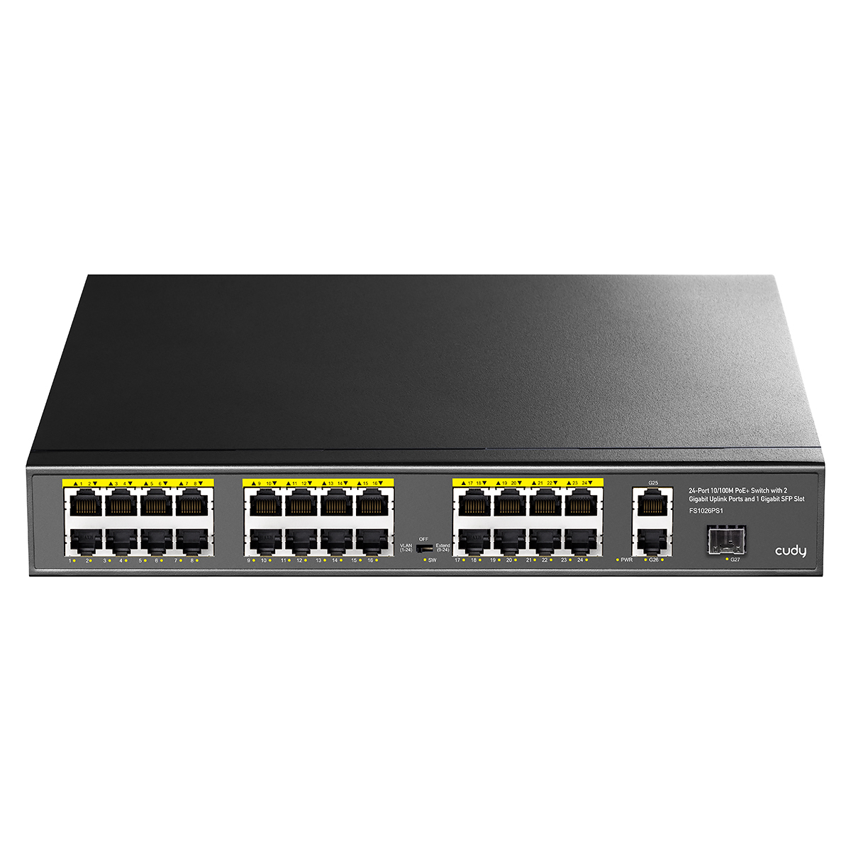 CUDY Cudy FS1026PS1 24 Port 10/100Mbps 1*SFP 2*GE RJ45 VLAN&Extend Mode 250m 300W 1U POE+ Ethernet Switch