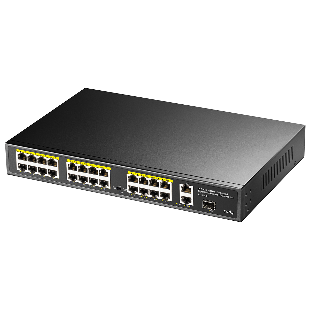 CUDY Cudy FS1026PS1 24 Port 10/100Mbps 1*SFP 2*GE RJ45 VLAN&Extend Mode 250m 300W 1U POE+ Ethernet Switch-61379