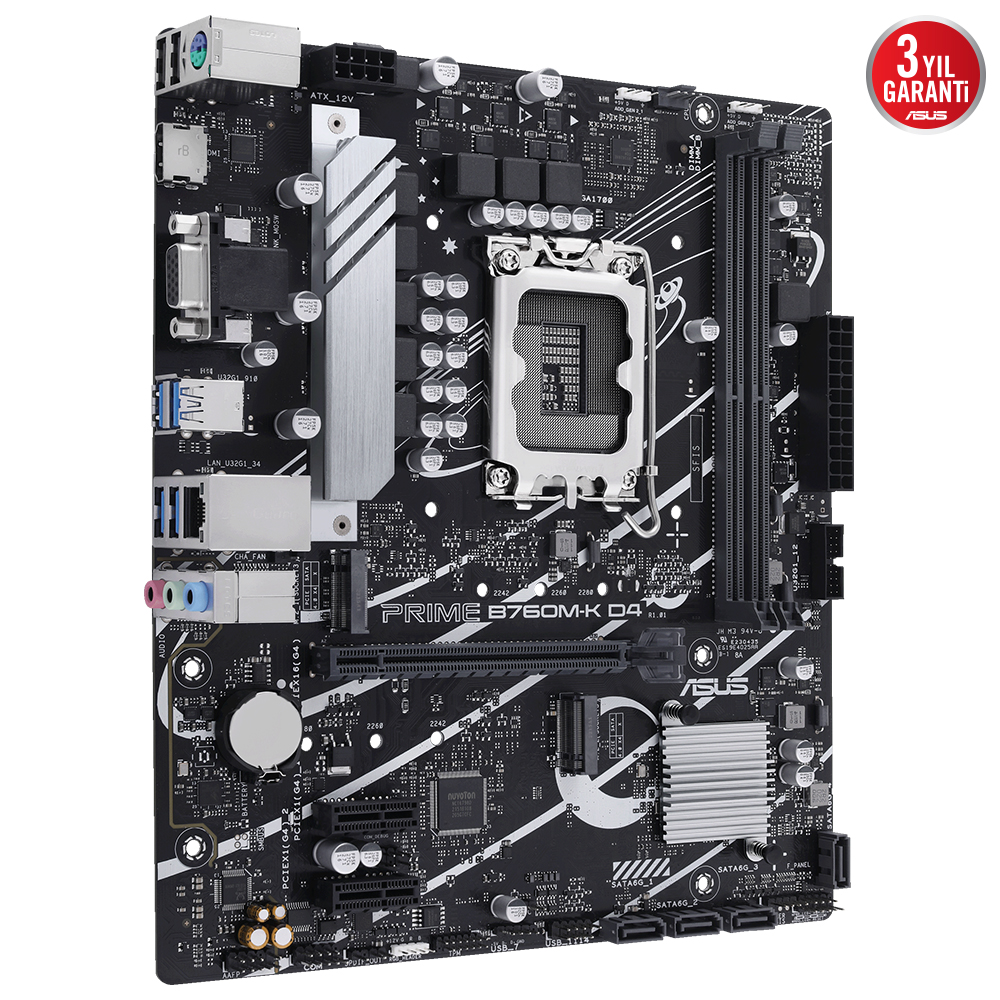 ASUS ASUS MB PRIME B760M-K D4 INTEL B760 LGA1700 DDR4 5333 HDMI VGA 2x M2 USB3.2 AURA RGB 2.5Gbit LAN mATX ASUS 5X PROTECTION III ARM-41763