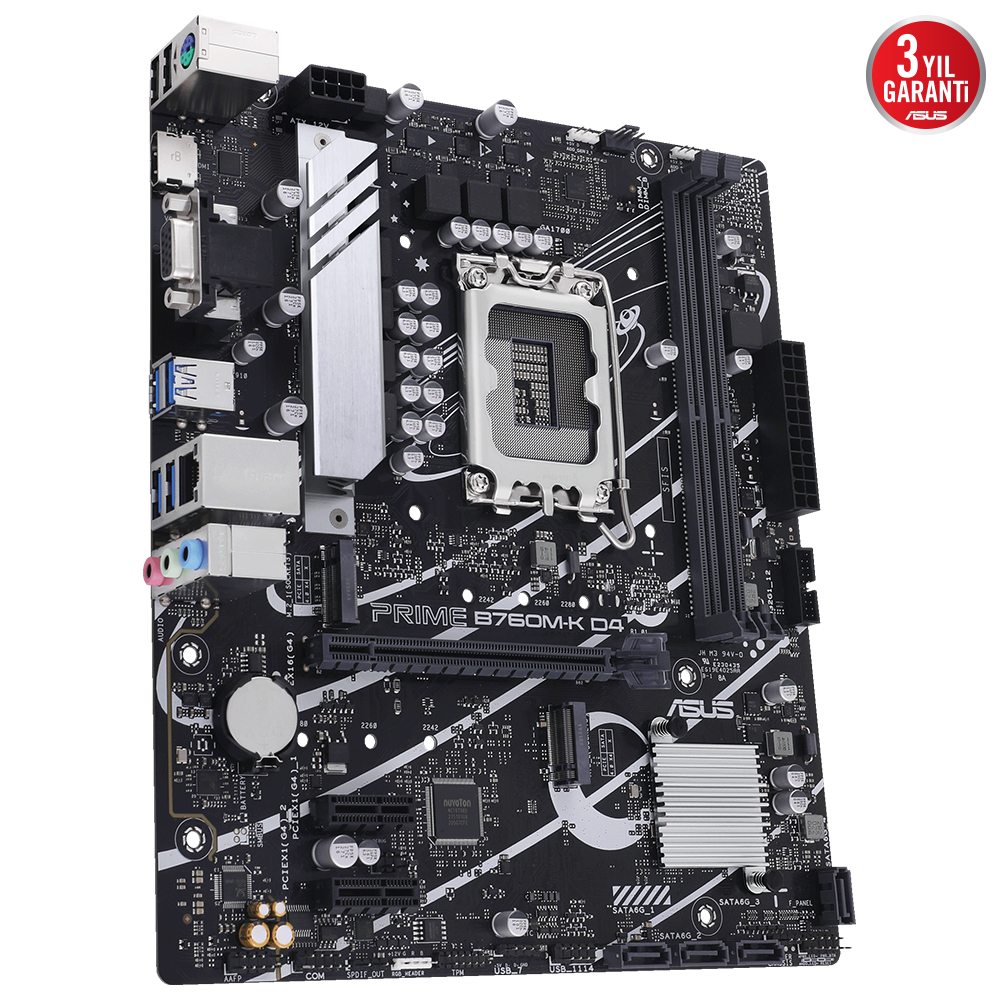 ASUS ASUS MB PRIME B760M-K D4 INTEL B760 LGA1700 DDR4 5333 HDMI VGA 2x M2 USB3.2 AURA RGB 2.5Gbit LAN mATX ASUS 5X PROTECTION III ARM-41764