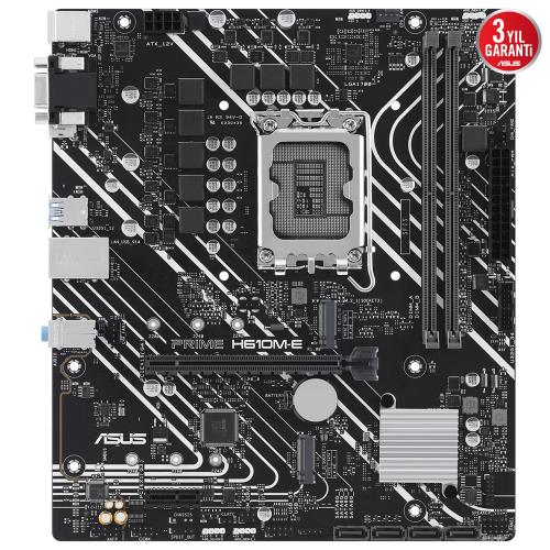 ASUS ASUS PRIME H610M-E CSM, 2xDDR5, 2x M.2, D-SUB, HDMI, DP, 12-13.Nesil, LGA1700 Soket, Anakart-36083