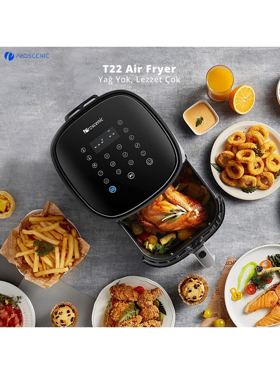PROSCENIC PROSCENİC T22 AİR FRYER 5L YAĞSIZ FRİTÖZ-55513