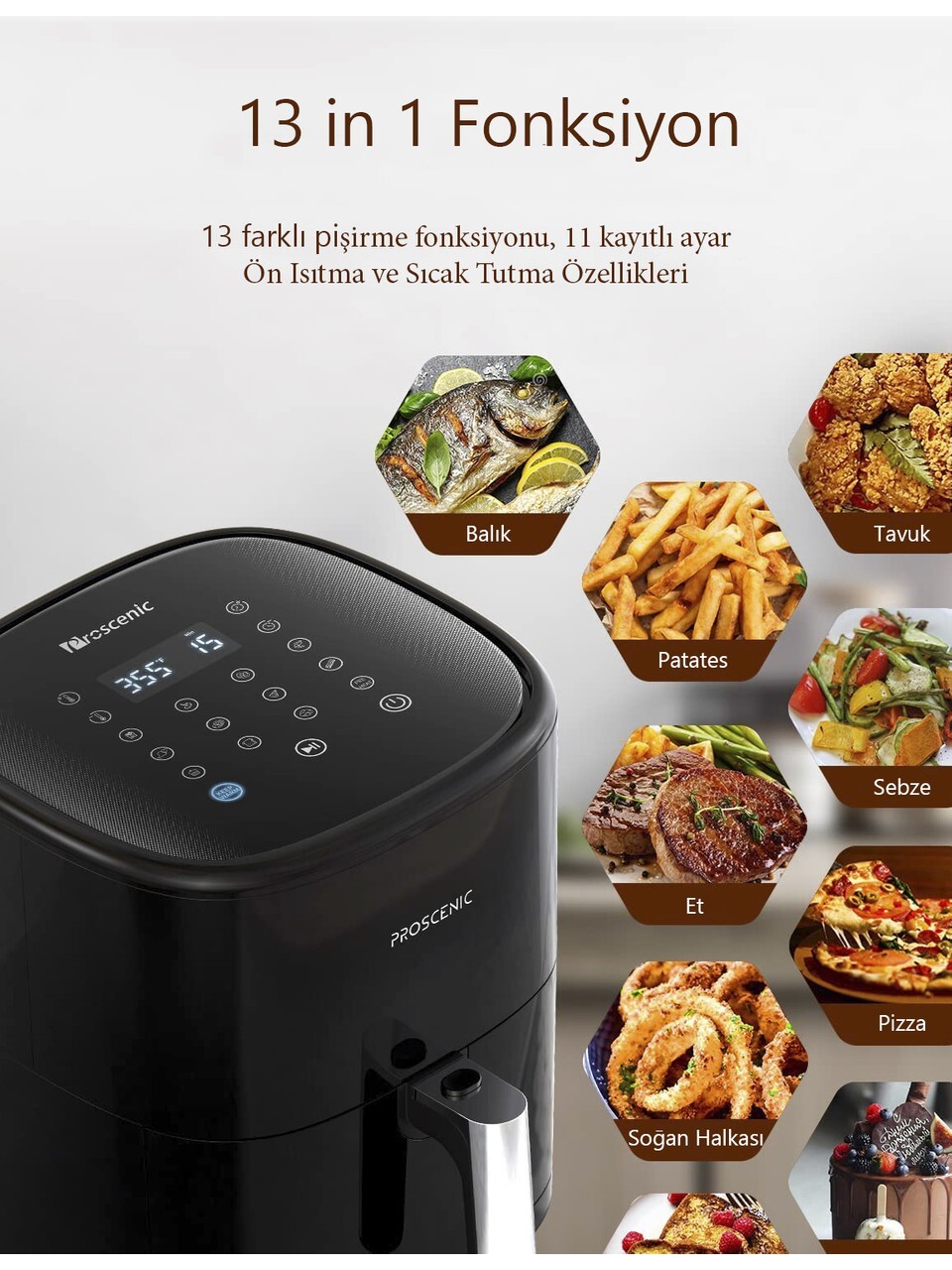 PROSCENIC PROSCENİC T22 AİR FRYER 5L YAĞSIZ FRİTÖZ-55514