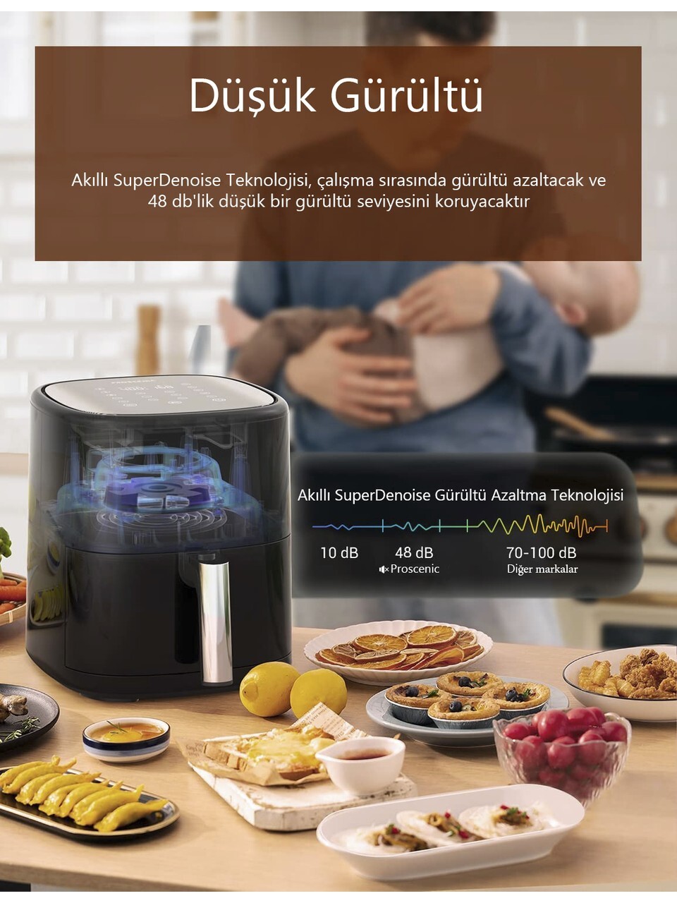 PROSCENIC PROSCENİC T22 AİR FRYER 5L YAĞSIZ FRİTÖZ-55516