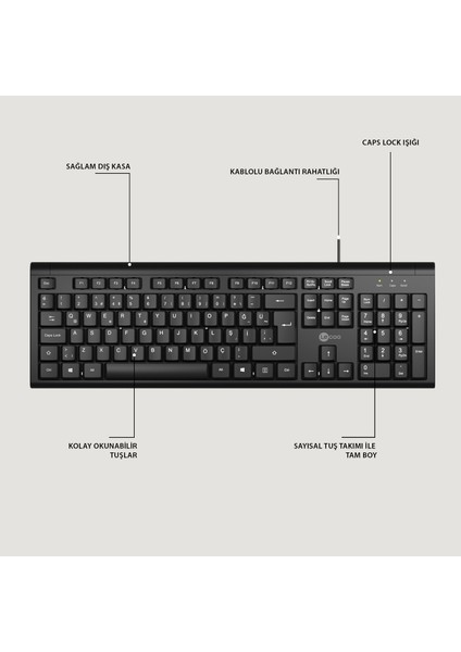 LECOO LENOVO LECOO CM101 SİYAH KABLOLU MOUSE & KLAVYE SET-47539