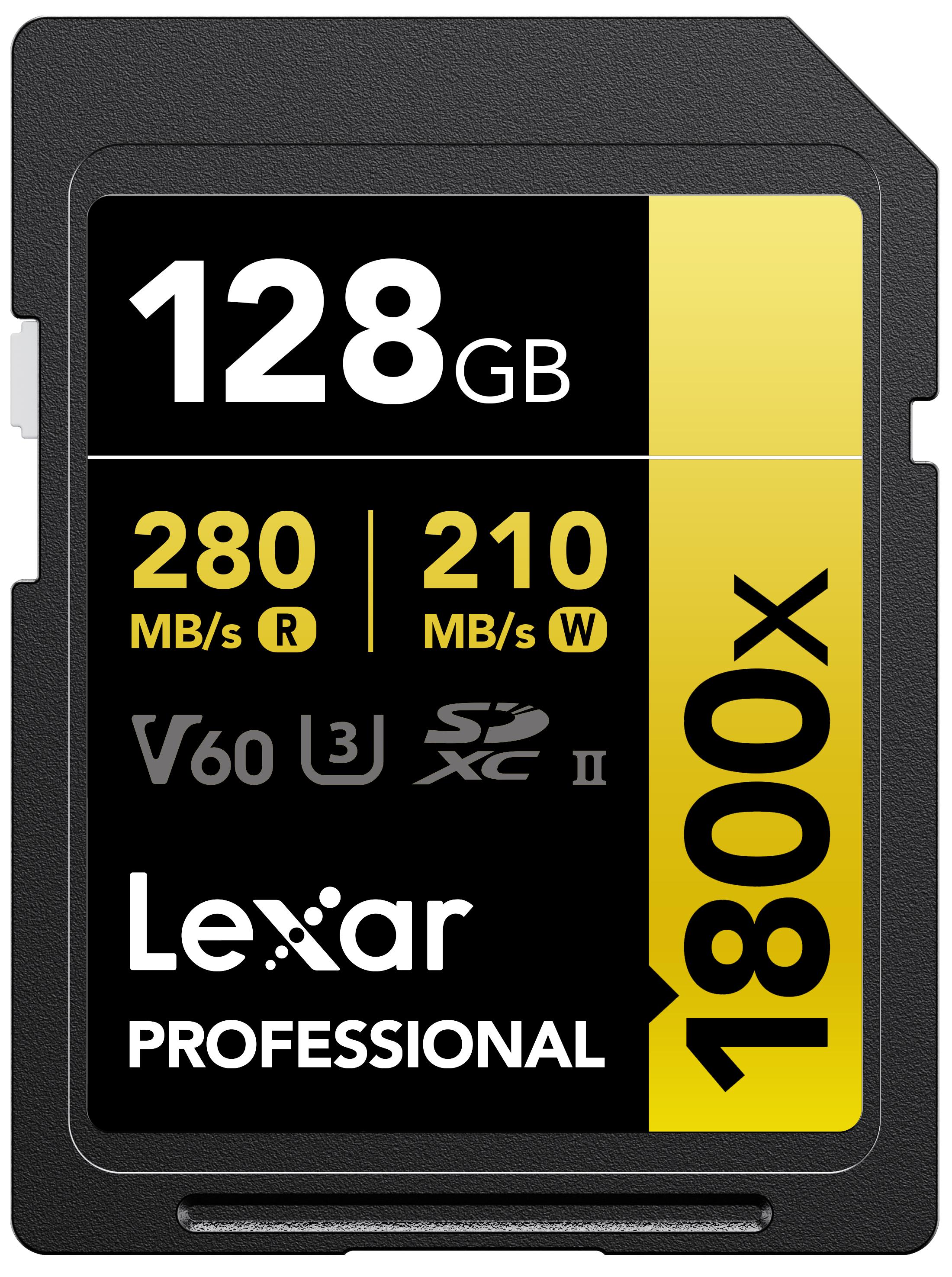 BIGBOY LEXAR 128GB LSD1800128G-BNNNG SD PROFESSIONAL 1800X SDXC UHS-II CARDS UP TO 280MB/S READ 210MB/S WRITE C10 V60 U3