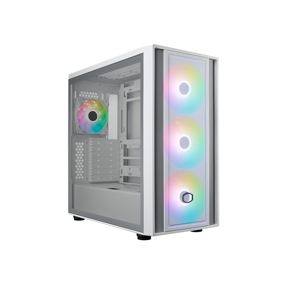 COOLERMASTER CM MasterBox 600 TG Mesh Beyaz ARGB 3x14cm Fanı, Normal ve Back-Connect Anakart Destekli  ATX Kasa