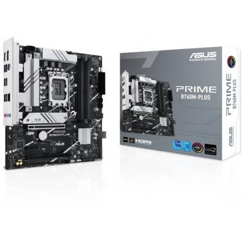 ASUS ASUS PRIME B760M-PLUS, 4xDDR5, 2x M.2, HDMI, DP, Type-C, 12-13-14.Nesil, LGA1700 Soket, Anakart