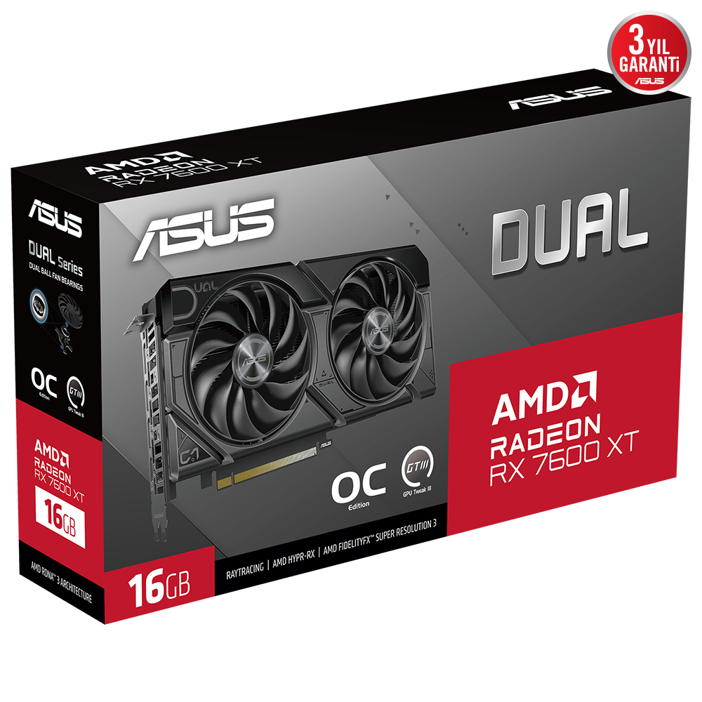 ASUS ASUS DUAL-RX7600XT-O16G 16GB GDDR6 HDMI DP 128BİT-34542