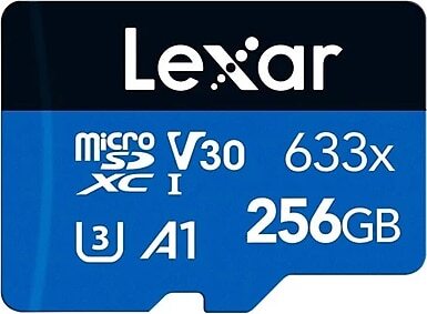 LEXAR LEXAR 256GB LSDMI256BB633A 633X MIKRO SDXC UHS-I WITH SD ADAPTER 100MB/S READ 45MB/S WRITE C10 A1 V30 U3