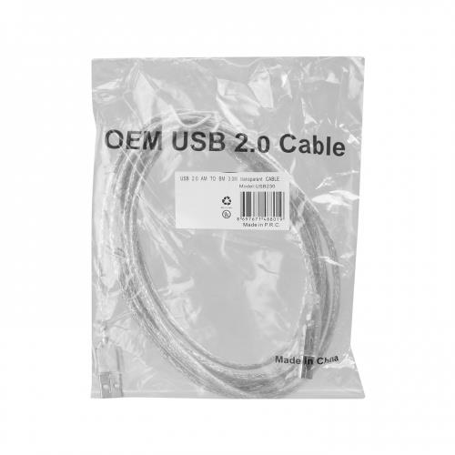 S-LINK OEM USB230, Şeffaf, USB Yazıcı Kablosu, 3 Metre-41999