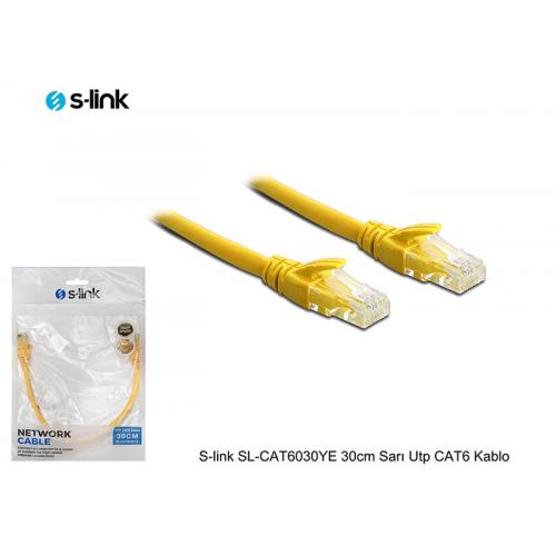 S-LINK  S-Link SL-CAT6030 CAT6 Patch 30CM Kablo (SarÄ±) 