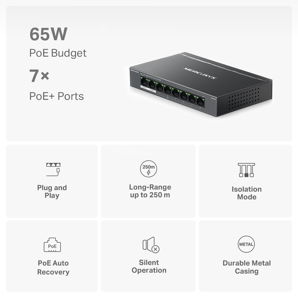 TP-LINK Mercusys MS108GP 8-Port Desktop Switch-33370