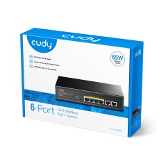 CUDY Cudy FS1006P 4 Port 10/100Mbps 2*FE Uplink VLAN&Extend Mode 250m 60W POE+ Ethernet Switch-66395