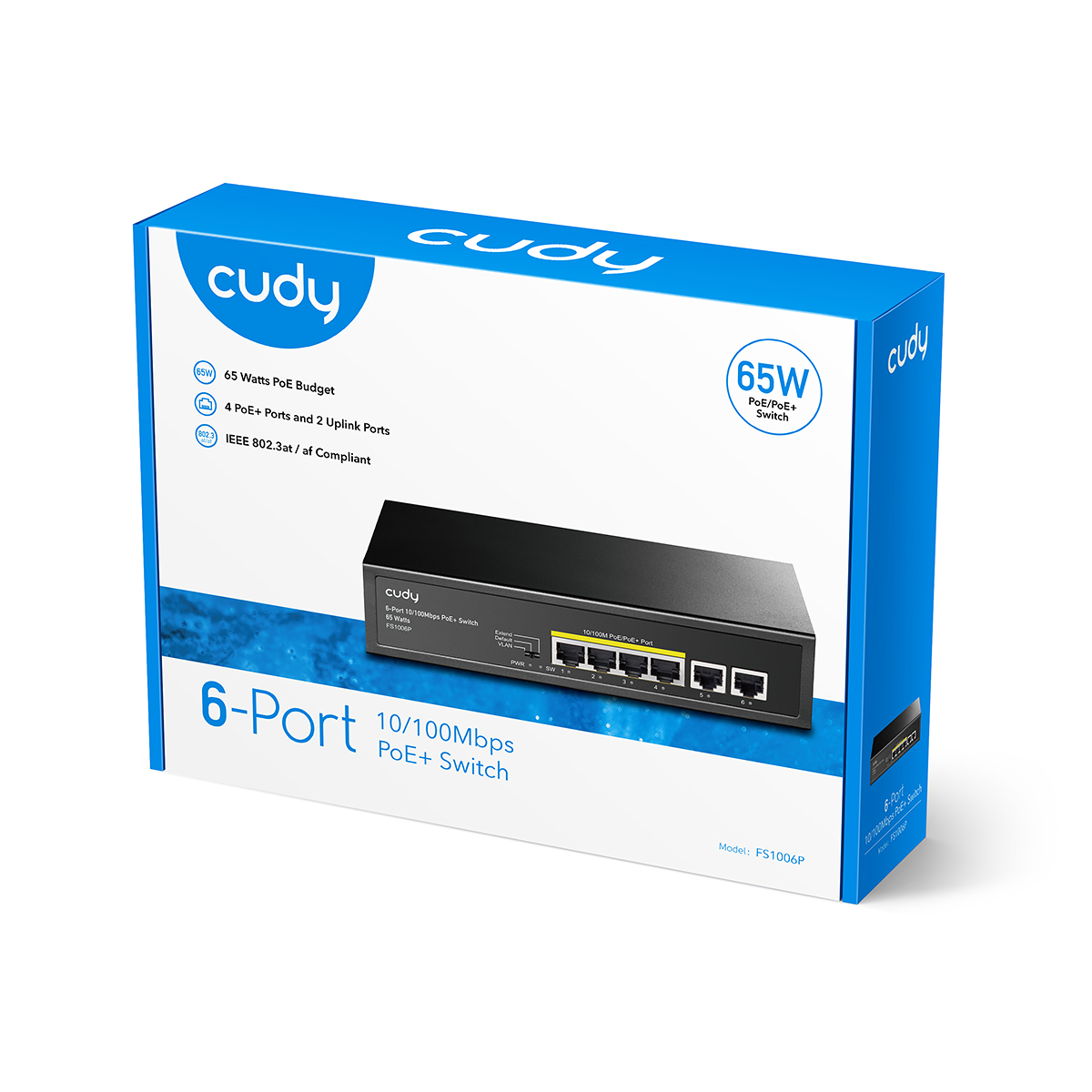 CUDY Cudy FS1006P 4 Port 10/100Mbps 2*FE Uplink VLAN&Extend Mode 250m 60W POE+ Ethernet Switch-61813