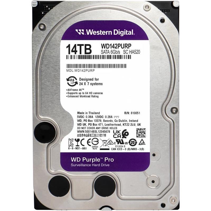 WD 14 TB WD 3.5 PURPLE SATA3 7200RPM 512MB 7/24 GUVENLIK WD142PURP (3 YIL RESMI DIST GARANTILI) 