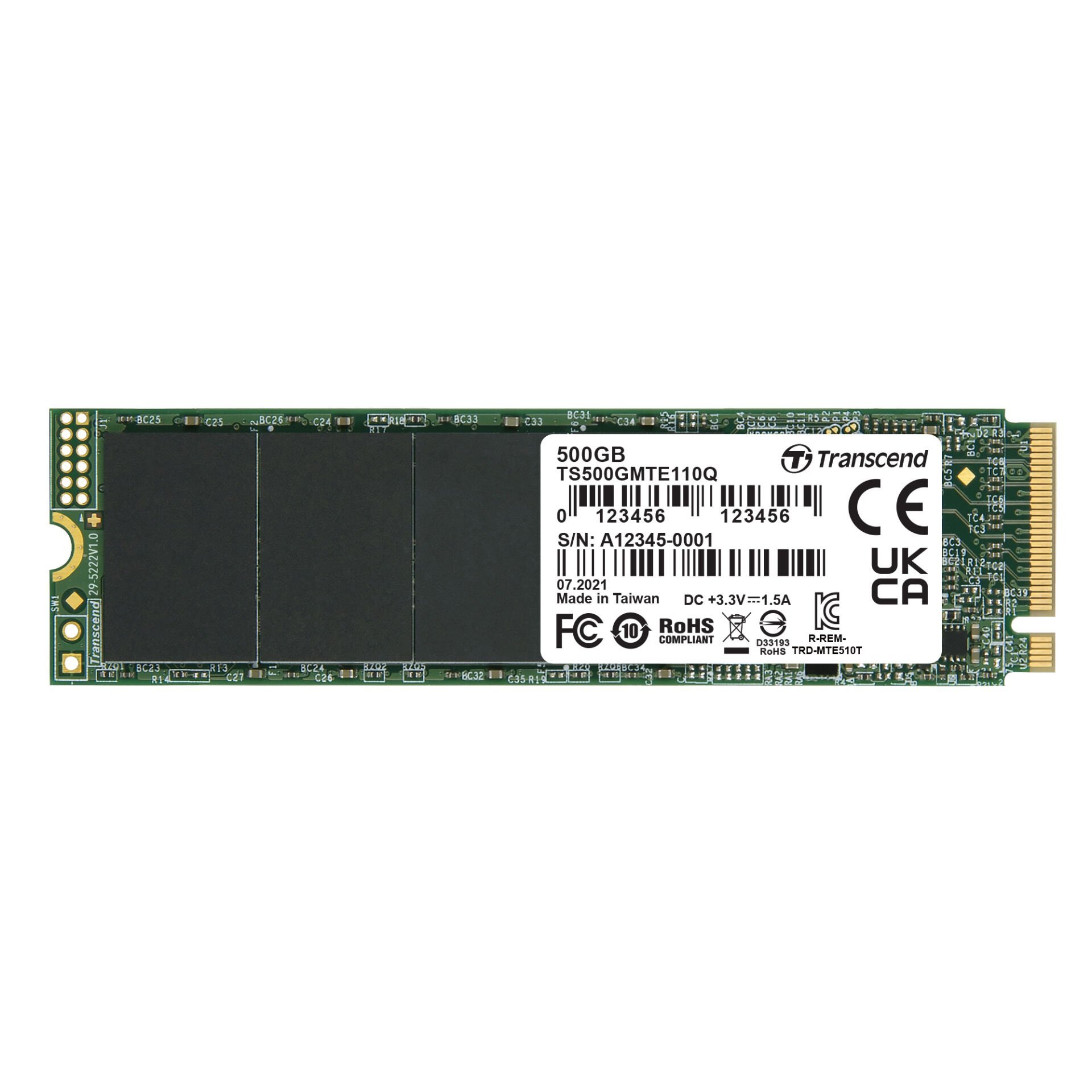 TRANSCEND TRANSCEND 500GB 1900/900MB/s PCIE GEN3x4 NVME SSD TS500GMTE110Q