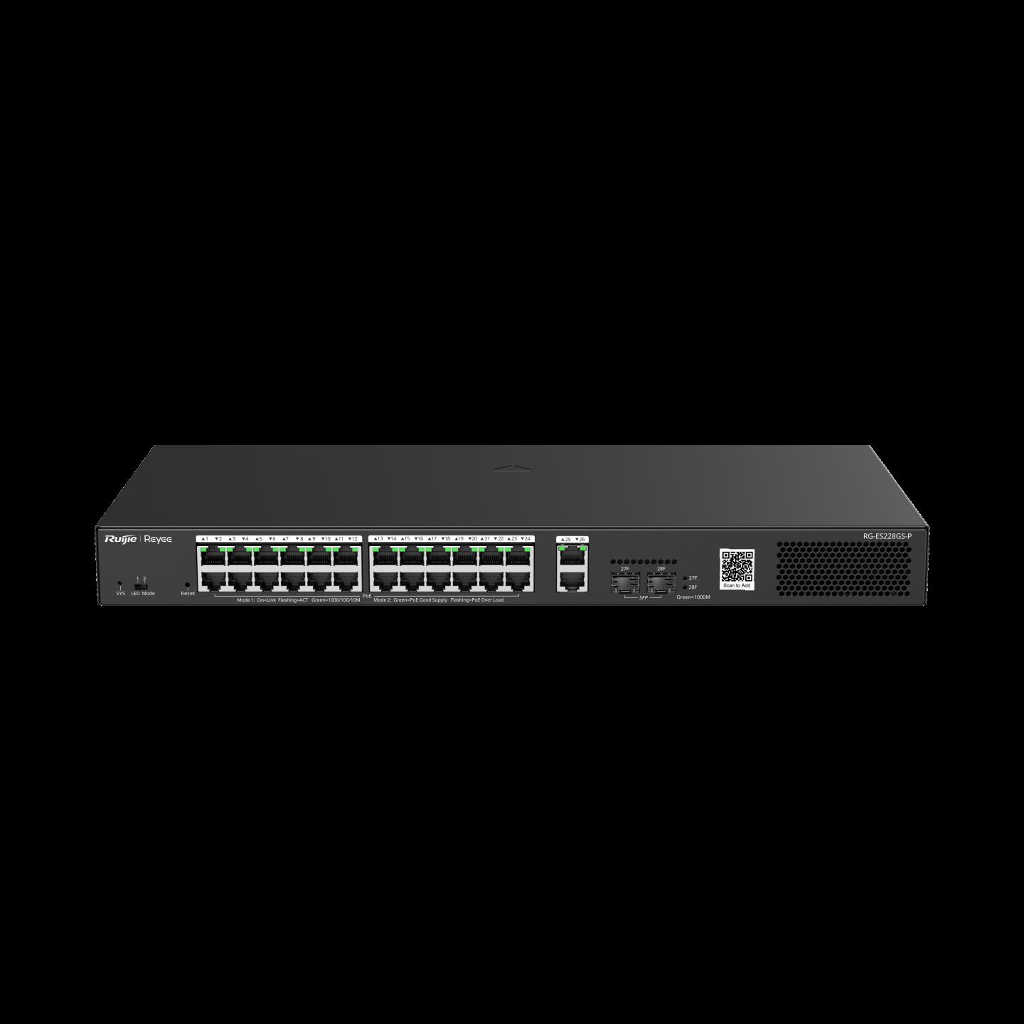 RUIJIE RUİJİE-REYEE RG-ES228GS-P 28 PORT 24XGE-2XGE/SFP 370W POE SWİTCH