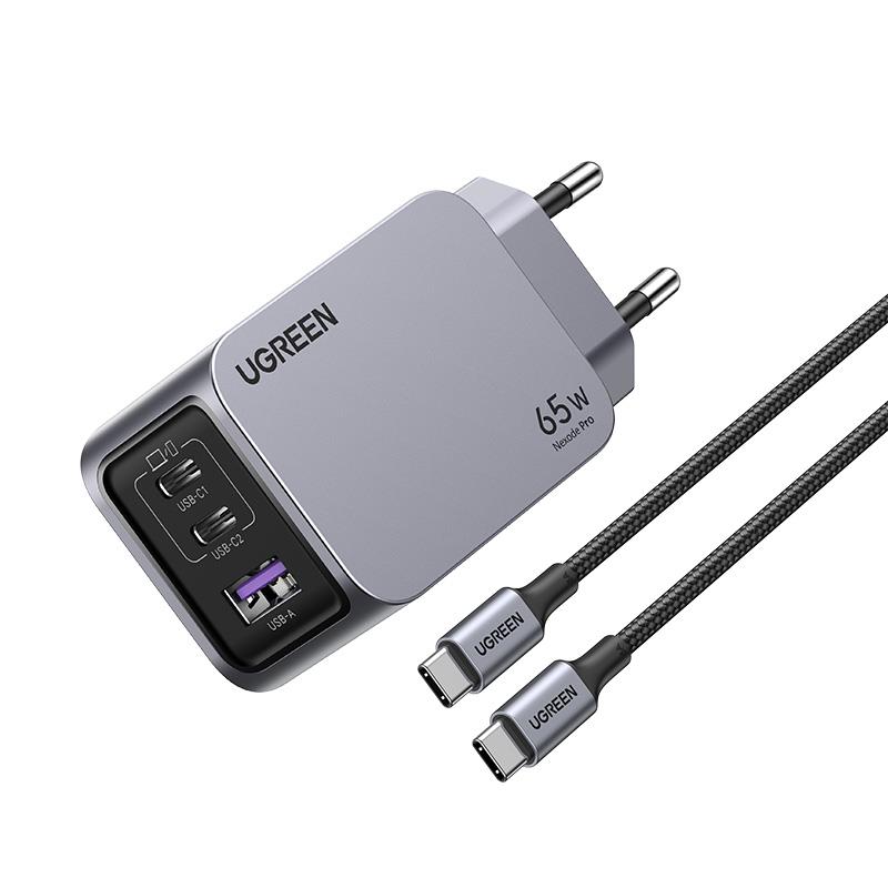 UGREEN UGREEN NEXODE PRO 65W GAN HIZLI ŞARJ CİHAZI TYPE-C QC PD 2XUSB-C 1XUSB-A UZAY GRİSİ 25871 