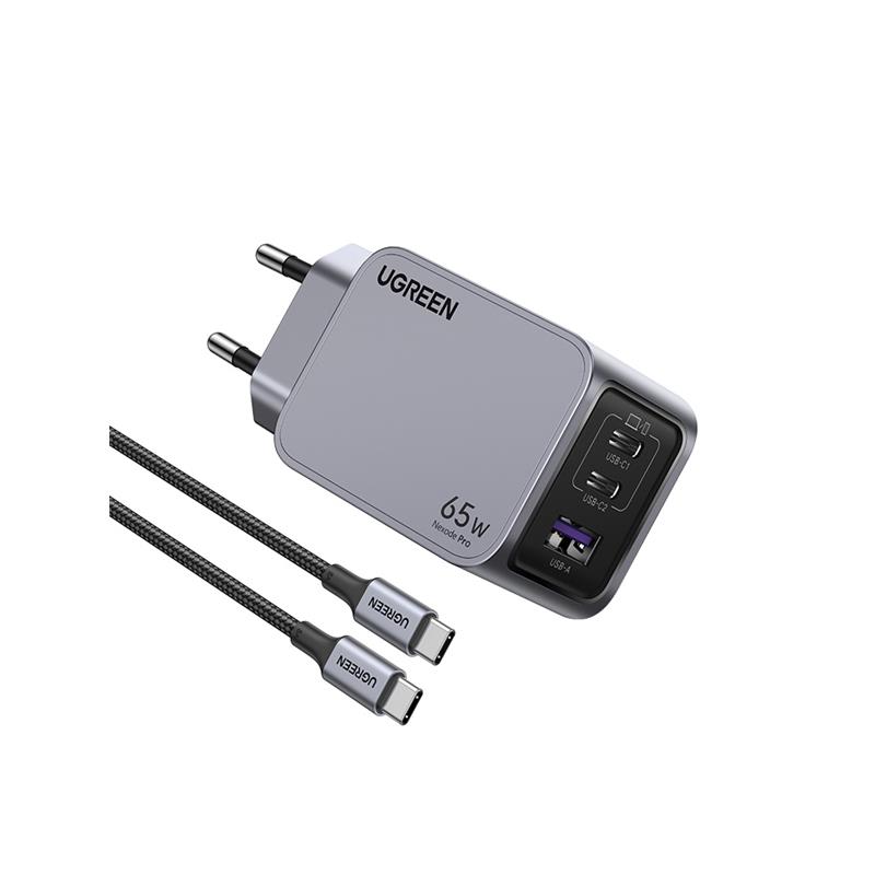 UGREEN UGREEN NEXODE PRO 65W GAN HIZLI ŞARJ CİHAZI TYPE-C QC PD 2XUSB-C 1XUSB-A UZAY GRİSİ 25871 -50466