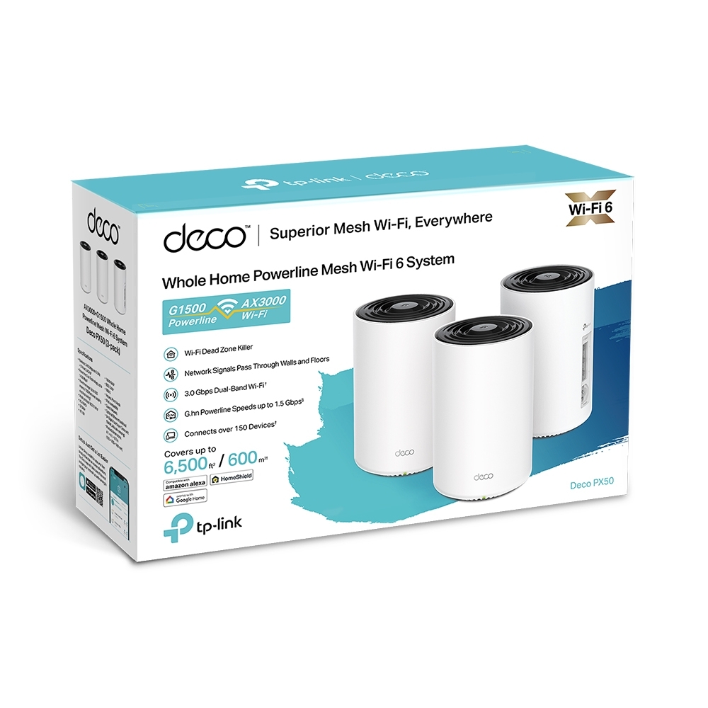TP-LINK TP-LINK Deco PX50(3-pack) AX3000 + G1500 Whole Home Powerline Mesh Wi-Fi 6 System