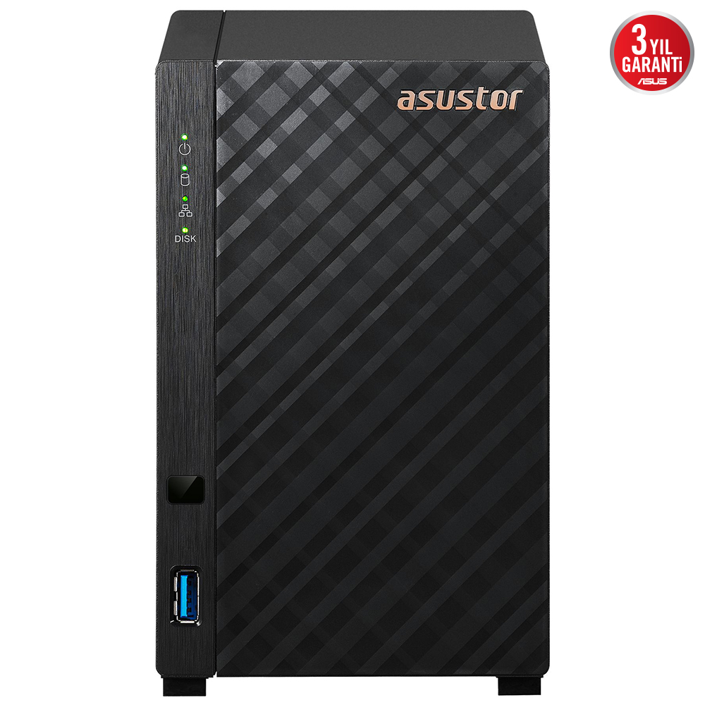 ASUSTOR Asustor AS1102TL 2xDisk (2x22TB'a Kadar) 1GB DDR4 1xGbE Nas Yedekleme Ünitesi