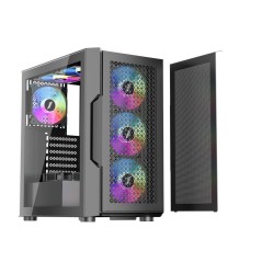 1ST PLAYER 1ST PLAYER TRILOBITE T7 SİYAH 750W 80+ ARGB 4X12CM FAN TEMPERLİ CAM MESH USB 3.0 ATX KASA -65244