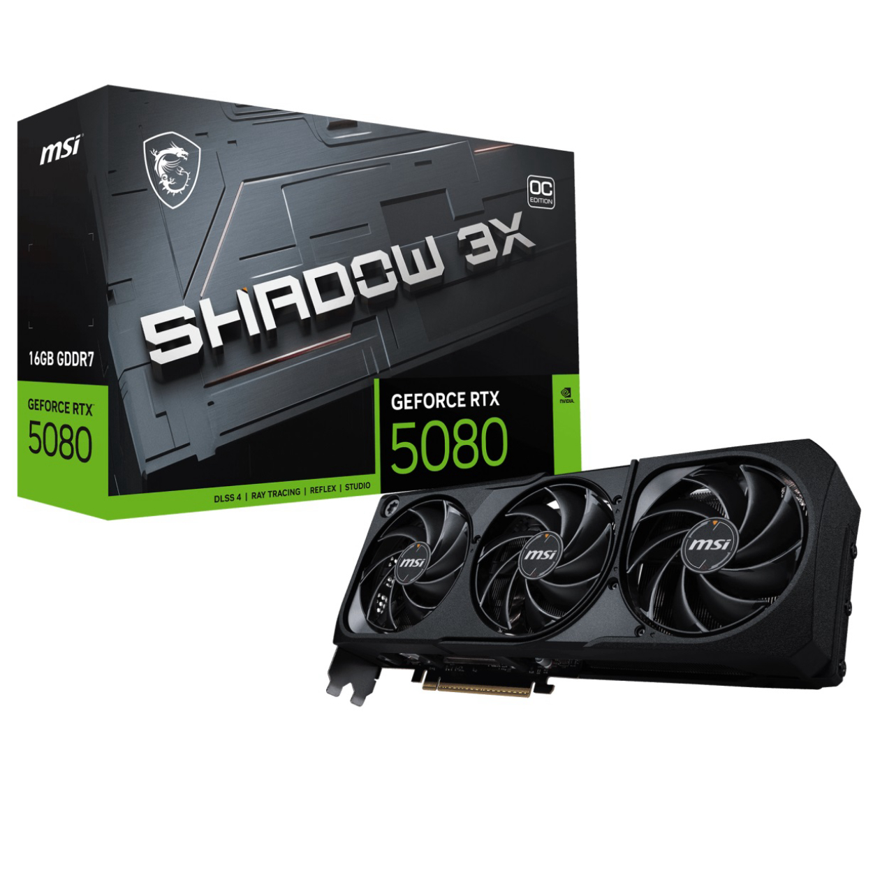 MSI MSI VGA GEFORCE RTX 5080 16G SHADOW 3X OC RTX5080 16GB GDRR7 256 B DX12 PCIE 5.0 X16 (3XDP 1XHDMI)