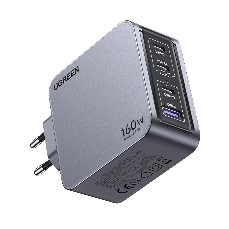 UGREEN UGREEN NEXODE PRO 160W GAN HIZLI ŞARJ CİHAZI 100W KABLOLU TYPE-C QC PD 3XUSB-C 1XUSB-A GRİ 25877 