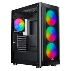 GAMEBOOSTER GAMEBOOSTER GameBooster RAIDER E651B 650W 80+ WHITE USB 3.0 Mesh 4*Rainbow Fanlı Mid-T E-ATX Gaming Siyah Kasa