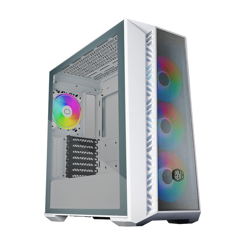 COOLERMASTER CM MasterBox 520 Beyaz Tempered Glass ARGB 4x120mm Fanlı, Mesh Ön Panel Pencereli MidTower Kasa-58214