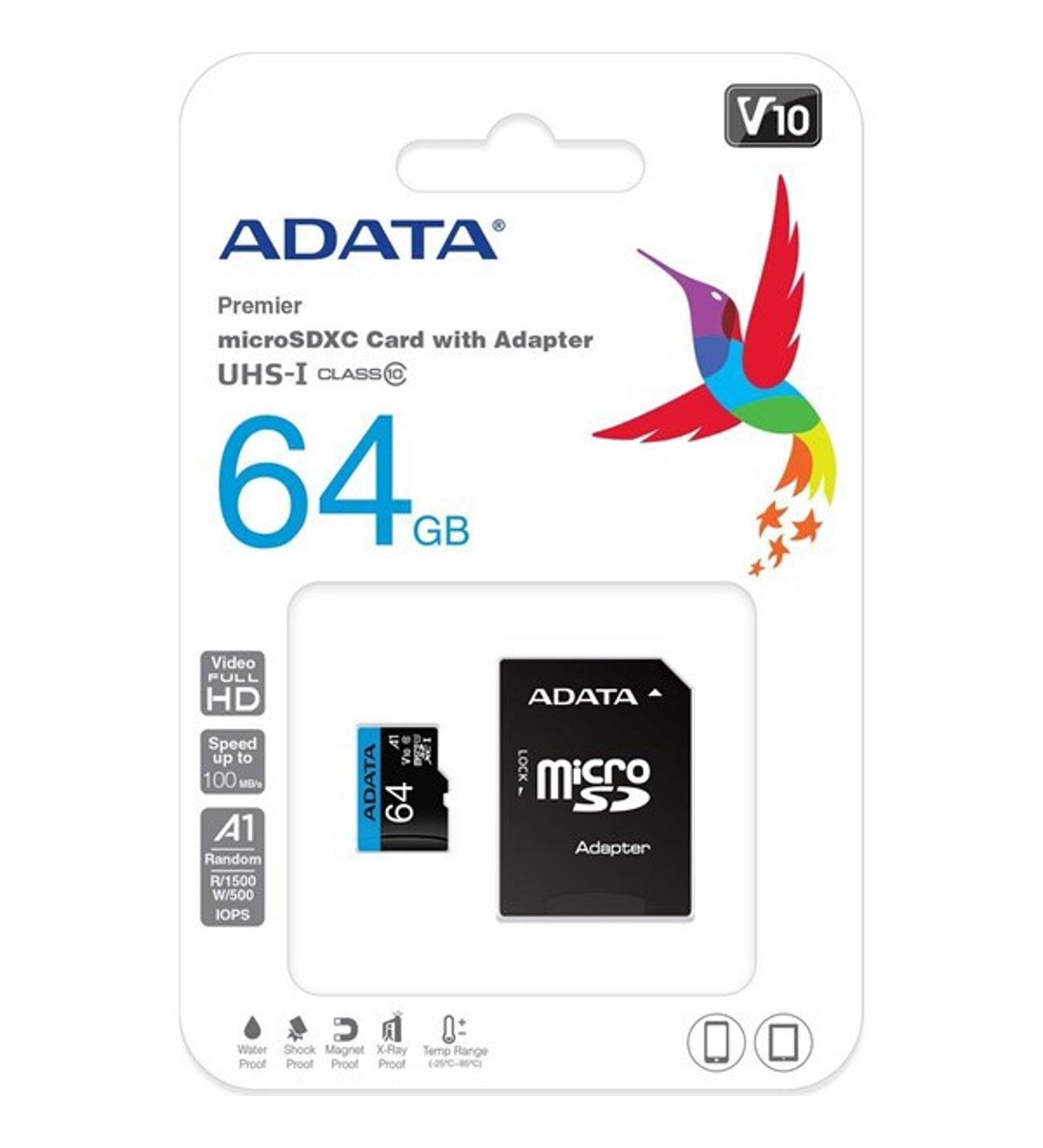 ADATA ADATA AUSDX64GUICL10A1-RA1 PREMIER 64GB 100MB/s CLASS10 A1 ADAPTÖRLÜ MICROSDHC HAFIZA KARTI