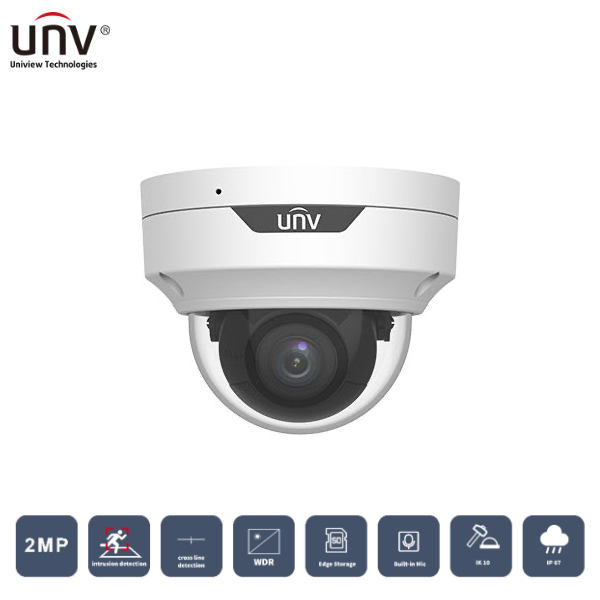 UNIVIEW UNIVIEW IPC3532LB-ADEZK-H 2MP 2.8MM MOTORİZE 40MT H265+ IP67/IK10 IP DOME KAMERA (Dahili Sesli)