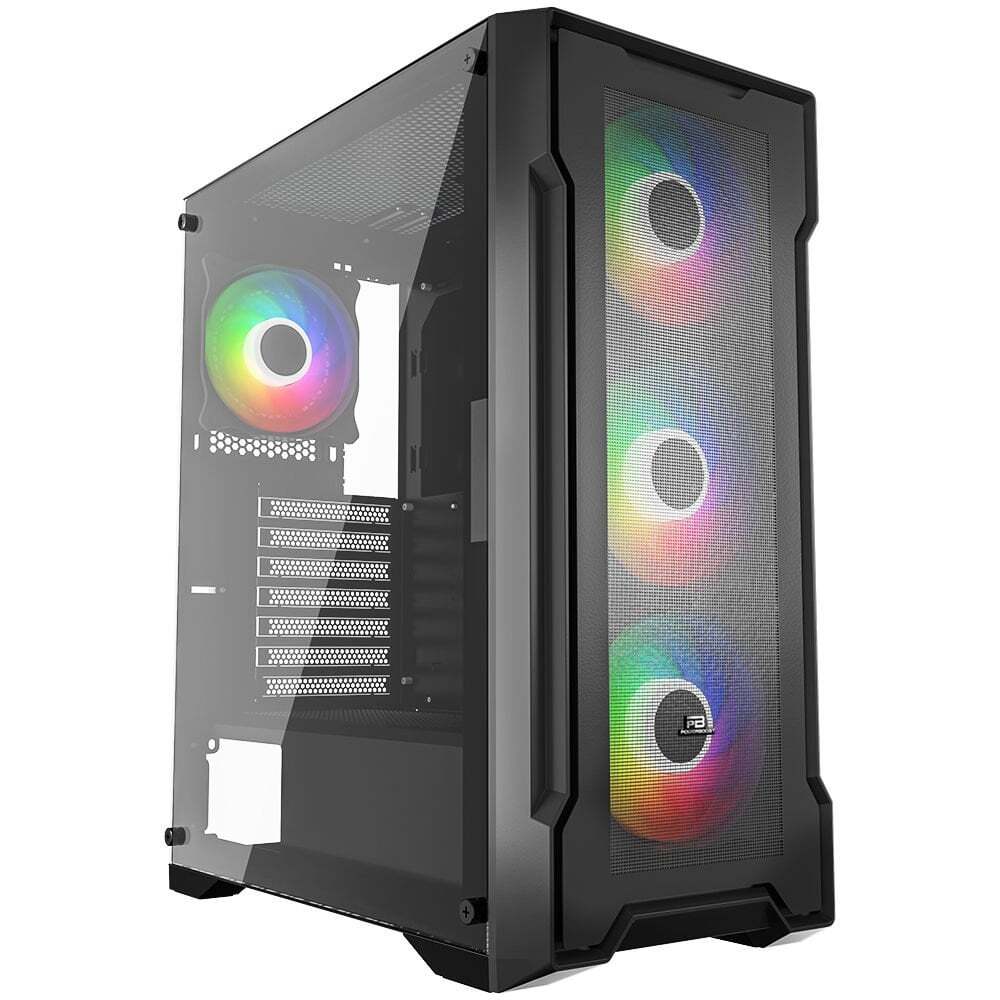 POWERBOOST POWERBOOST PowerBoost PB-PS6849B 650w 80+ Bronze USB 3.0 Mesh 4*12cm Rainbow Fanlı Mid-T ATX Gaming Siyah Kasa